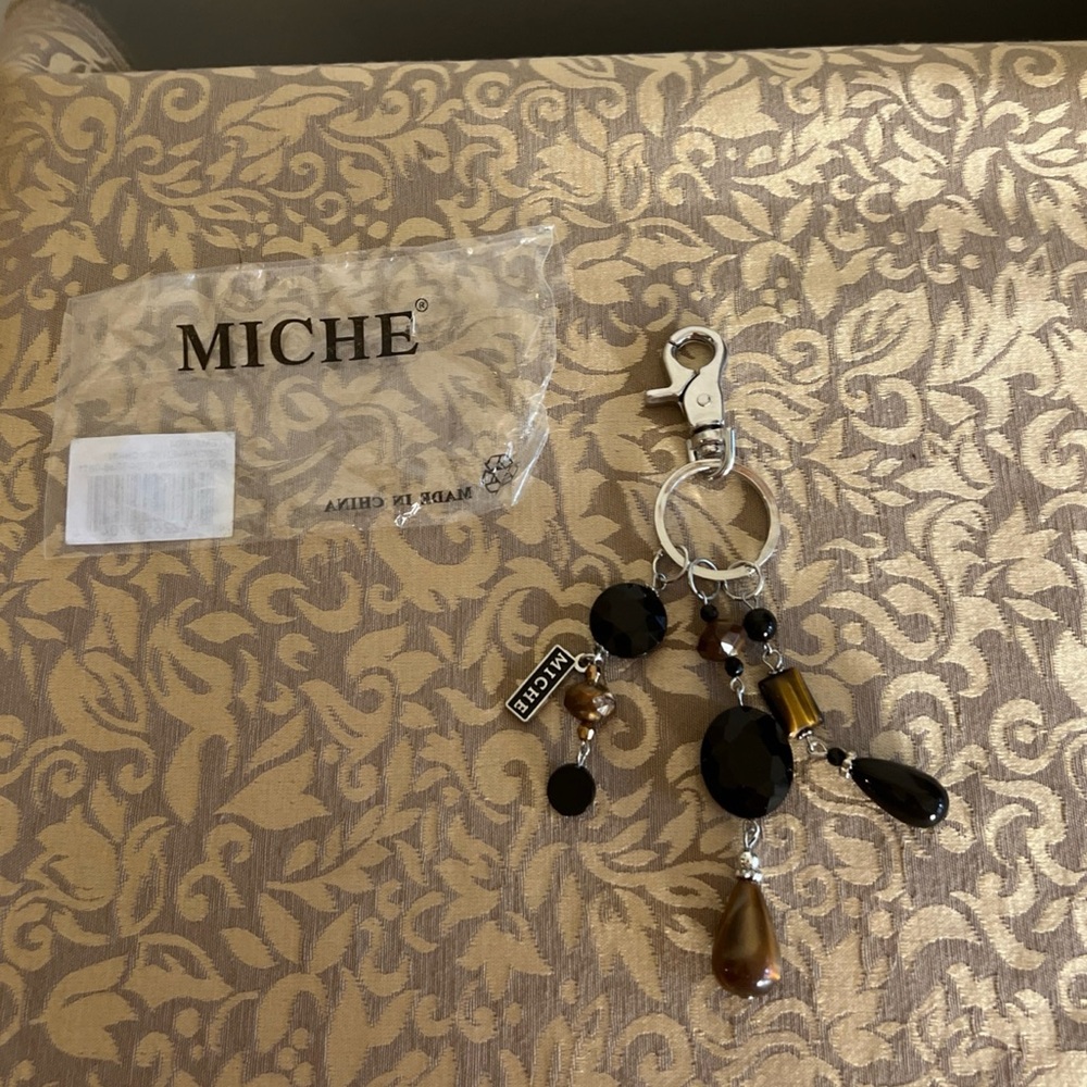 Miche Purse Charm Raven Brown Silver NIP Key Chain Charmer